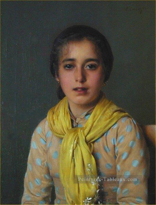Fille avec une châle jaune femme Vittorio Matteo Corcos Peintures à l'huile